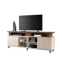 Rack Bancada Sala Estar TV Até 70 Polegadas 2 Portas Ripadas 2 Prateleiras E 6 Rodízios Briz 1.8 Rack Bancada Sala Estar TV Até 70 Polegadas 2 Portas Ripadas 2 Prateleiras E 6 Rodízios Briz 1.8