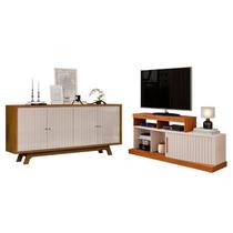 Rack Bancada Scala e Aparador Buffet Mercuri Freijó Off White DJ Móveis Rack Bancada Scala e Aparador Buffet Mercuri Freijó Off White DJ Móveis