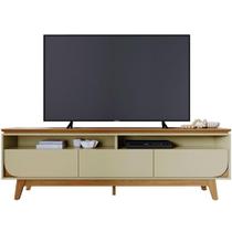 Rack Bancada Serena 3 Gavetas Para Tv De 75 Polegadas Cumaru/opala