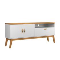 Rack / Bancada SI 1.60m Estilo Retrô Para TV Até 60'' Cor Branco / Cinamomo Rack / Bancada SI 1.60m Estilo Retrô Para TV Até 60'' Cor Branco / Cinamomo