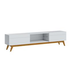 Rack Bancada Smart Estante Home Sala De Estar Tv 65 Polegadas 2 Gavetas Prateleira Vidro Organizadora Decoração Classic 1.80m Imcal