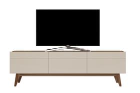 Rack Bancada Smart Estante Home Sala De Estar Tv 75 Polegadas 3 Gavetas Classic 1.80m Imcal Offwhite/Freijó