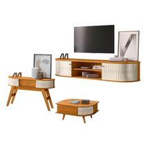 Rack Bancada Suspensa Algarve com Aparador Estoril e Mesa de Centro Indianápolis Cinamomo Off White Madetec