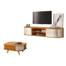 Rack Bancada Suspensa Algarve Com Mesa De Centro Indianápolis Cinamomo Off White Madetec