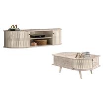 Rack Bancada Suspensa Modena com Mesa de Centro Indianápolis Calacata Off White Madetec