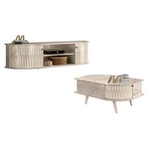 Rack Bancada Suspensa Modena com Mesa de Centro Indianápolis Calacata Off White Madetec