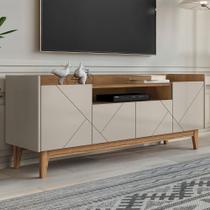 Rack Bancada Tv 60 Pol 158cm Pé Madeira Margot Off/Cedro C14 - Mpozenato