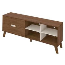 Rack Bancada Tv 75 Pol MDF 2 Gavetas ARLY Off White Pinho