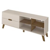 Rack Bancada Tv 75 Pol Mdf 2 Gavetas Cedro Off White Arly Rack Bancada Tv 75 Pol Mdf 2 Gavetas Cedro Off White Arly
