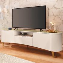 Rack Bancada Tv 80 Pol 201cm Desing Orgânico Yang Off/Champanhe H01 - Mpozenato