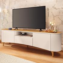 Rack Bancada Tv 80 Pol 201cm Desing Orgânico Yang Off/Cinamomo H01 - Mpozenato