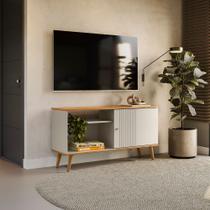 Rack Bancada TV até 50 Sala 120cm Aparador Augusto Nature/Off White L04 - D Rossi