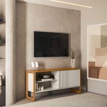 Rack Bancada TV até 55 Sala 141cm Aparador Caleb Nature/Off White L04 - D Rossi Rack Bancada TV até 55 Sala 141cm Aparador Caleb Nature/Off White L04 - D Rossi