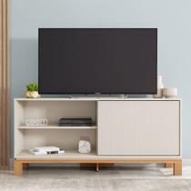Rack Bancada Tv Para Sala de Estar 136cm Visari Off White/Freijó C01 - D Rossi
