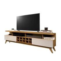 Rack Bancada Tvs 70 Polegadas Sala Estar Adega 2 Gavetas e Nicho 1.8 Vivare Wood - Cumaru/Off White