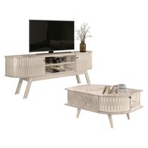 Rack Bancada Valência com Mesa de Centro Indianápolis Calacata Off White Madetec