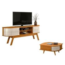 Rack Bancada Valência Com Mesa De Centro Indianápolis Cinamomo Off White Madetec