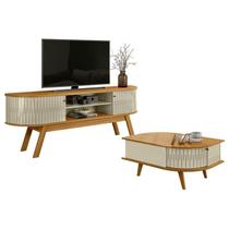 Rack Bancada Valência com Mesa de Centro Indianápolis Cumaru Opala Madetec