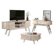Rack Bancada Valência e Aparador Estoril com Mesa de Centro Indianápolis Calacata Off White Madetec