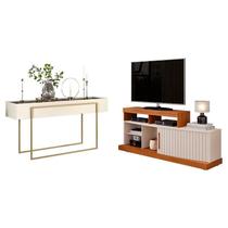 Rack Bancada Valle e Aparador Suri Freijó Off White DJ Móveis