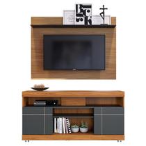 Rack Bancada Yara e Painel Maia para TV Noce Milano/Preto Fosco - Colibri Rack Bancada Yara e Painel Maia para TV Noce Milano/Preto Fosco - Colibri