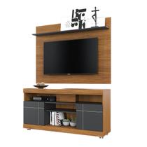 Rack Bancada Yara + Painel Maia TV de até 47 Polegas com Prateleira Noce/ Preto para Sala Rack Bancada Yara + Painel Maia TV de até 47 Polegas com Prateleira Noce/ Preto para Sala
