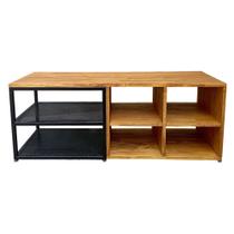 Rack Banco Sapateira Industrial Multiuso de Ferro e Madeira Cores Preto e Imbuia Rack Banco Sapateira Industrial Multiuso de Ferro e Madeira Cores Preto e Imbuia