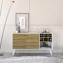 Rack Bar com 2 Portas e Garafeiro Ibiza Branco/Mel Rack Bar com 2 Portas e Garafeiro Ibiza Branco/Mel