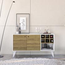 Rack Bar com 2 Portas e Garafeiro Ibiza Branco/Mel Rack Bar com 2 Portas e Garafeiro Ibiza Branco/Mel