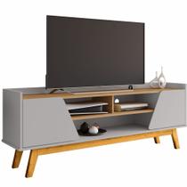 Rack Bechara Turim 2 portas largura de 1,60 metro para TV de ate 65 polegadas pés de madeira Cinamomo Off White