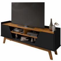 Rack Bechara Turim 2 portas largura de 1,60 metro para TV de ate 65 polegadas pés de madeira Preto Fosco Naturalle Rack Bechara Turim 2 portas largura de 1,60 metro para TV de ate 65 polegadas pés de madeira Preto Fosco Naturalle