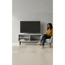 Rack Branco 90cm Pé Retrô Sala TV Aparador Apoio