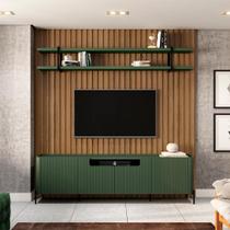 Rack Brise e Painel Ripado 240cm com Prateleira 100% MDF