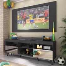 Rack C/ Painel 65" Com Espelho Holanda Br3138 Preto Rack C/ Painel 65" Com Espelho Holanda Br3138 Preto