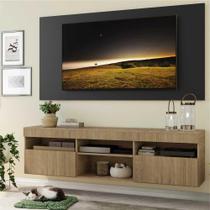 Rack c/ Painel e Suporte TV 65" Suspenso e 2 portas Londres Multimóveis Rustic/Preto