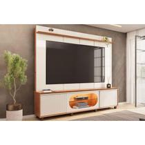 Rack c/Painel p/ TV 75 Pol Maia 208cm White/Freijó DJ Móveis Rack c/Painel p/ TV 75 Pol Maia 208cm White/Freijó DJ Móveis