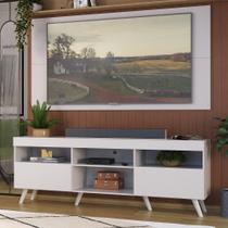 Rack c/ Painel p/ TV até 65" e Pés Retrô Flórida Multimóveis Branco