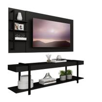 Rack C/ Painel Para Tv Até 50' Ohio Carraro - Preto/preto Preto/preto