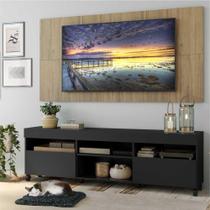 Rack c/ Painel TV 65" Rodízios e 2 portas Londres Multimóveis Preto/Rustic Rack c/ Painel TV 65" Rodízios e 2 portas Londres Multimóveis Preto/Rustic