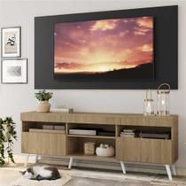 Rack c/ Painel TV 65" Rustic/Preto Londres Multimóveis Pés Retrô Branco