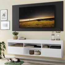 Rack c/ Painel TV 65" Suspenso e 2 portas Londres Multimóveis Branco/Preto