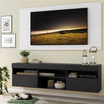 Rack c/ Painel TV 65" Suspenso e 2 portas Londres Multimóveis Preto/Branco