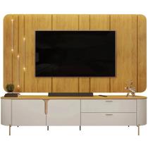 Rack Celine com Painel Celine para Tv Até 75 Polegadas com Led 2 Portas 2 Gavetas Dj Cor Bali Cedro