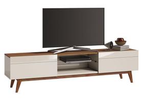 Rack Classic 2G 2.2 Off White com Freijó - Imcal Móveis Rack Classic 2G 2.2 Off White com Freijó - Imcal Móveis