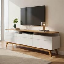 Rack Classic Mais 1.8 com 3 Gavetas Off White/Nature Imcal Rack Classic Mais 1.8 com 3 Gavetas Off White/Nature Imcal