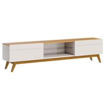 Rack Classic Sala TV Até 65 Polegadas MDF 2 Gavetas OffWhite/Nature 2.6m