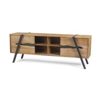 Rack Coliseu 2 Portas Driftwood com Base Aco Grafite 208cm - 64226
