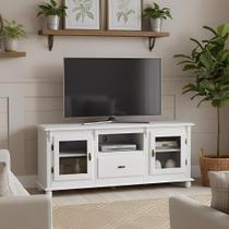 Rack Colonial Farmhouse de Madeira Para Tv Até 50 Polegadas com Pés Torneados - Branco Laca
