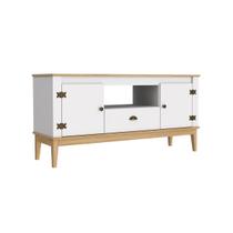Rack Colonial Mel e Branco com 2 Portas e 1 Gaveta para TVs de até 60 Polegadas MB 1015 Rack Colonial Mel e Branco com 2 Portas e 1 Gaveta para TVs de até 60 Polegadas MB 1015