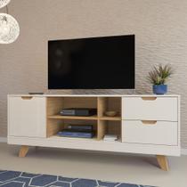 Rack Com 1 Porta e 2 Gavetas Artely Michigan Off White com Carvalho Rack Com 1 Porta e 2 Gavetas Artely Michigan Off White com Carvalho